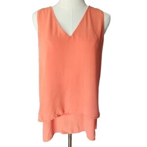 MICHAEL KORS Sleeveless Top Orange Tunic Rounded Hem Casual